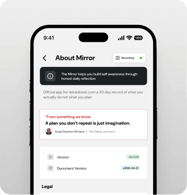 Phone showing The Mirror app