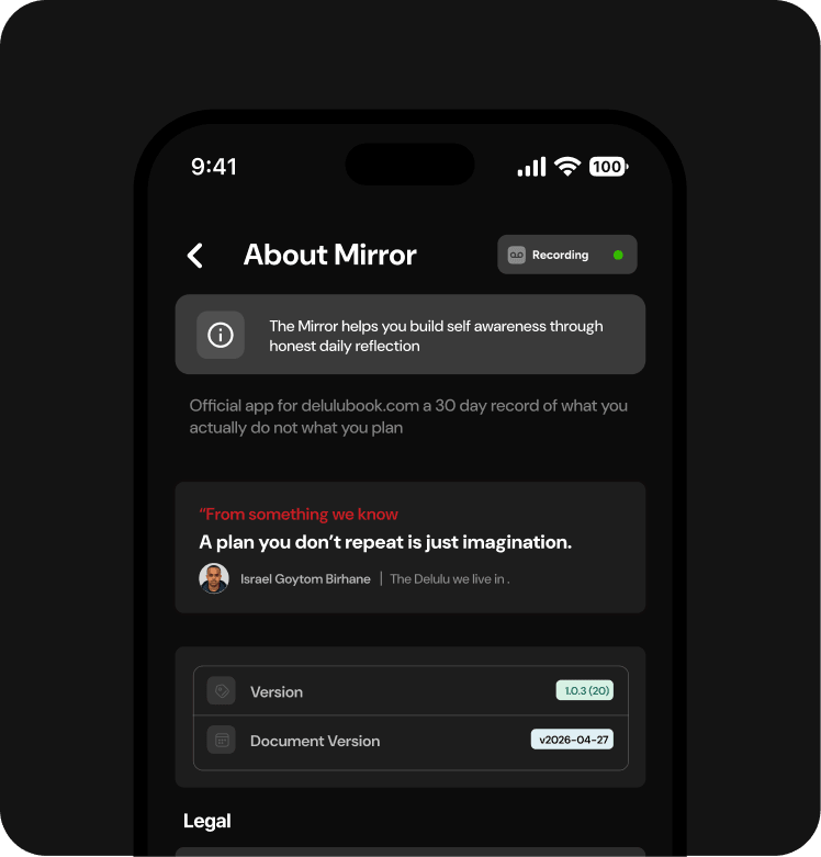 Phone showing The Mirror app
