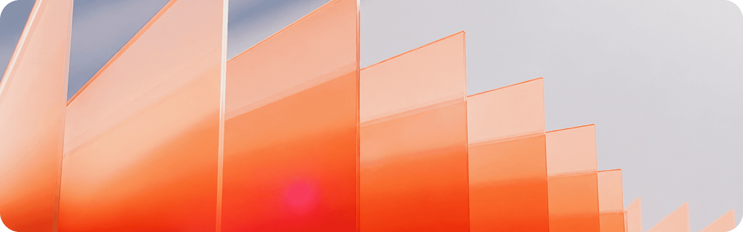 Orange translucent panels in a row