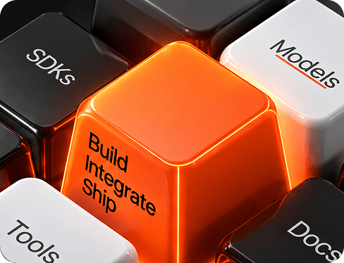 Keys labelled SDKs, Models, Docs, Tools and Build, Integrate, Ship