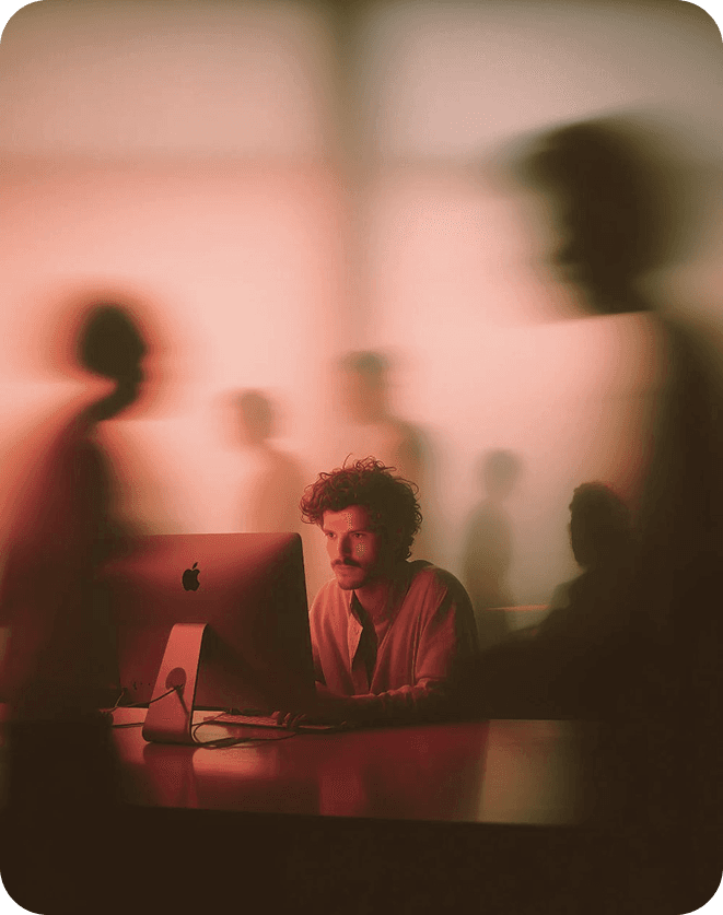 People working in an office, in motion blur