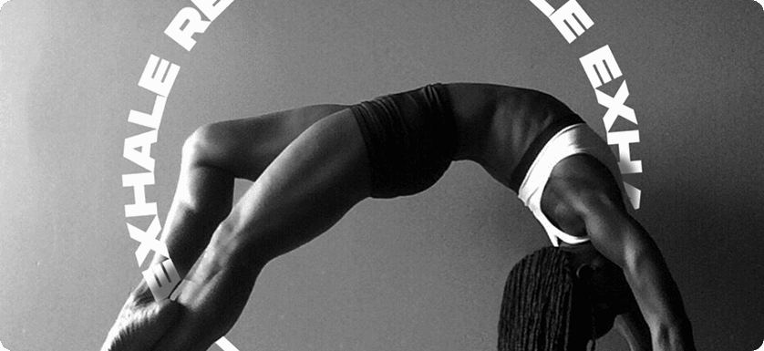 Person in a backbend, in black and white